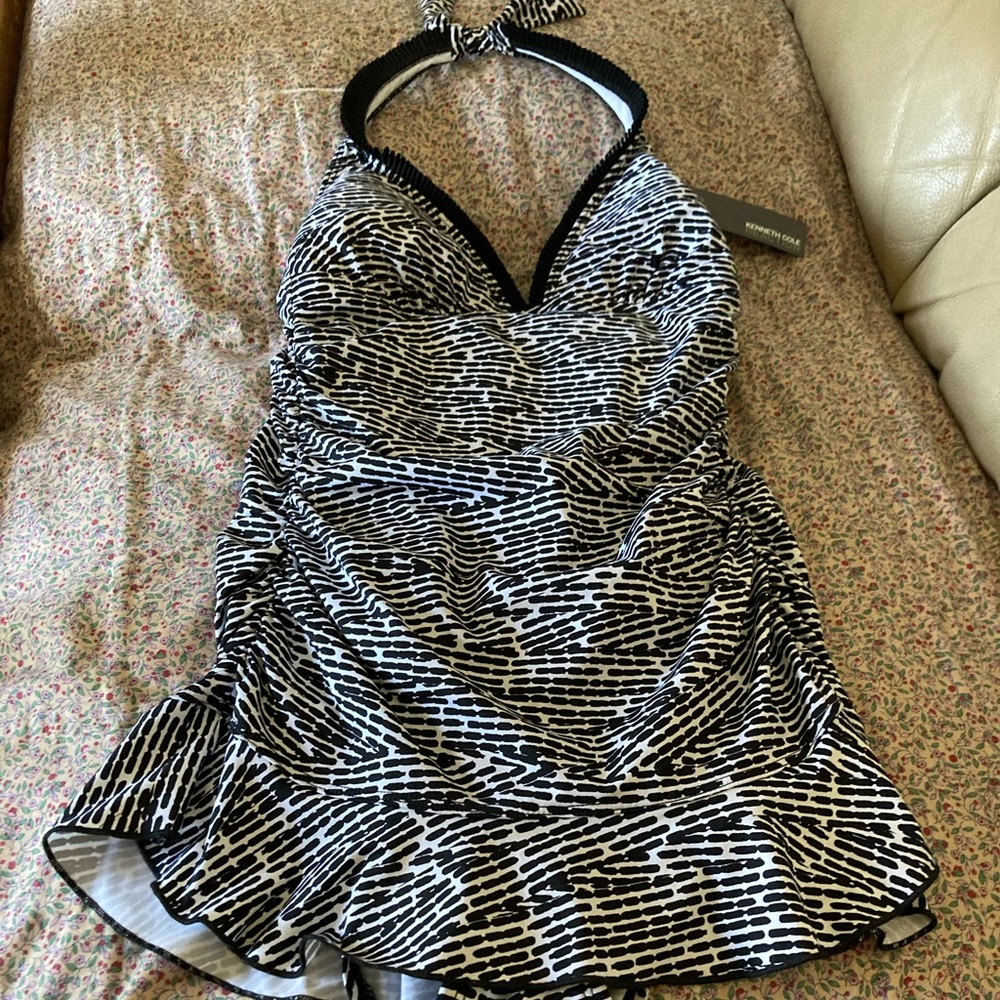One Piece Halter w/ Mini Skirt & Ruched Sides